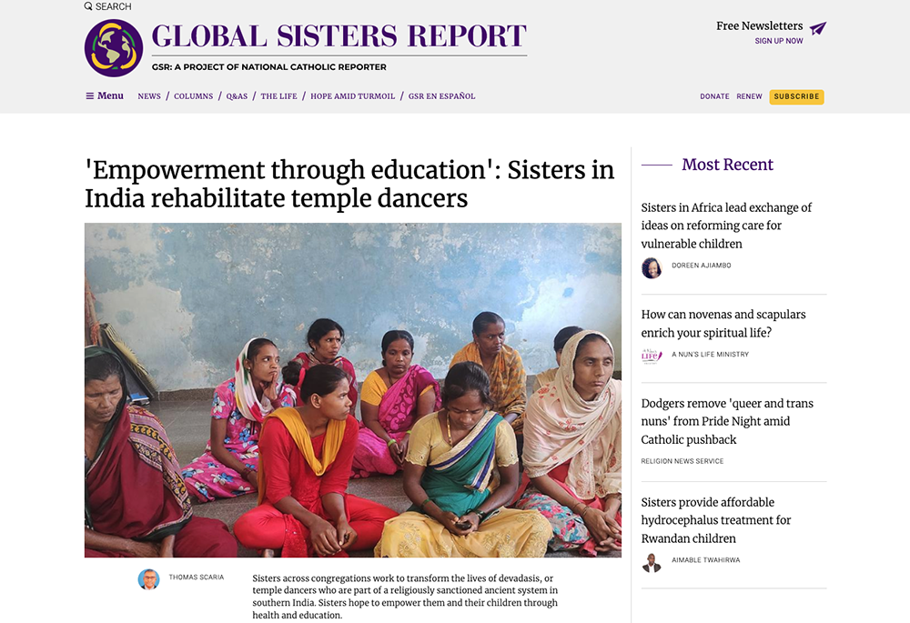The May 19 homepage of Global Sisters Report (GSR screenshot)