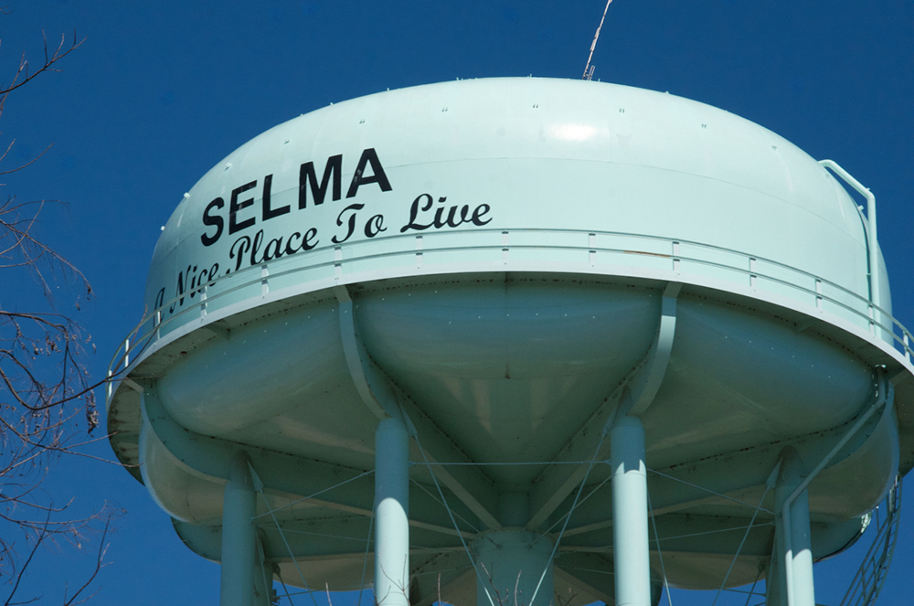 Selma, Alabama, water tower: A water tower looms over the Edmundite Missions on March 15 in Selma, Alabama. Selma is the poorest city in one of the poorest states in the nation. (GSR photo/Dan Stockman)