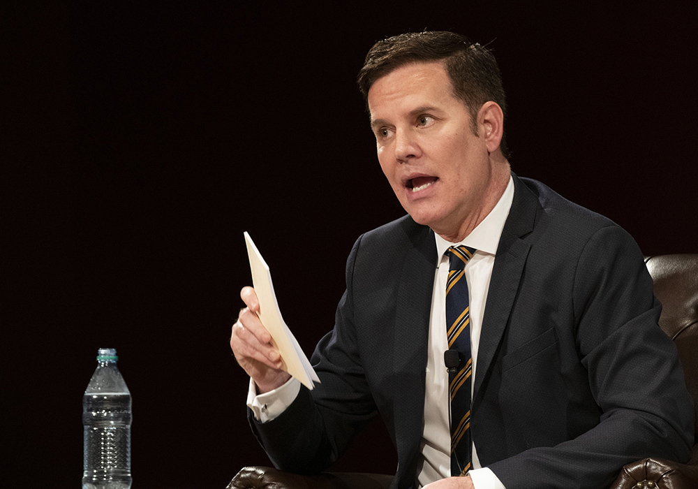 Juan Carlos Cruz at a 2019 panel discussion on clergy sex abuse at the University of Notre Dame (CNS/University of Notre Dame/Barbara Johnston)