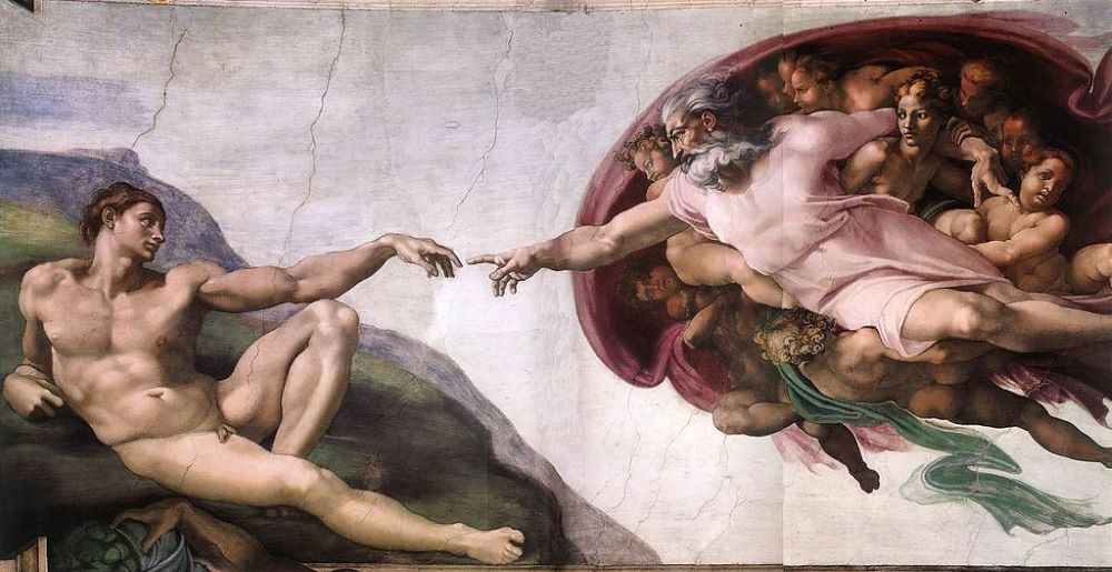 The Michelangelo paint, "Creation of Adam" 