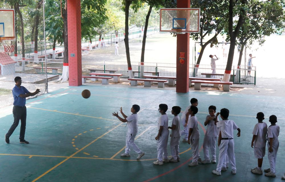 Students play sports at S.F.X. Greenherald International School from an early age. (Uttom S. Rozario)