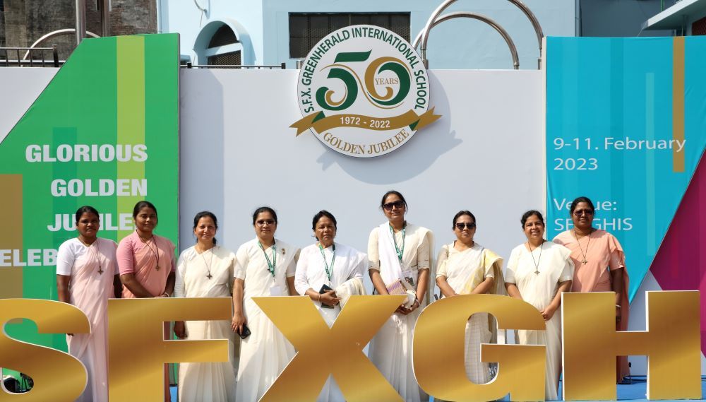 Sr. Virginia Asha Gomes, center, and other Sisters of Our Lady of the Missions run S.F.X. Greenherald International School in Dhaka, Bangladesh. (Courtesy of S.F.X. Greenherald International School)
