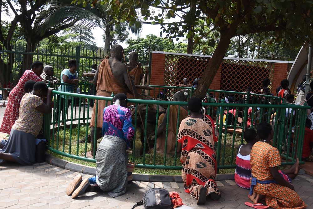 Pilgrims pray to the martyrs at the Uganda Martyrs Shrine in Namugongo ahead of the Martyrs Day celebration on June 3. (GSR photo/Gerald Matembu)