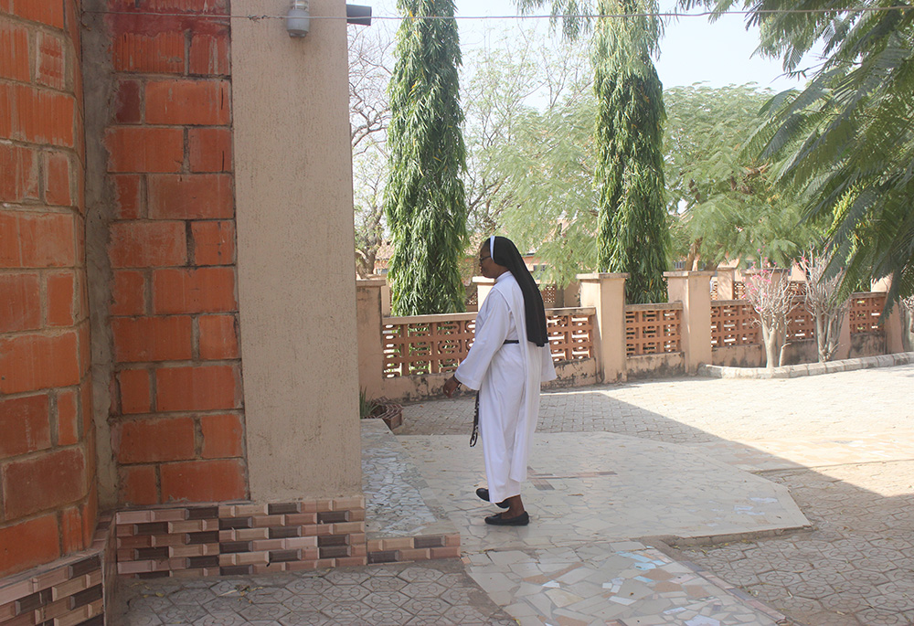 Sr Justina Nnajiofor walks inside the chapel in their community on March 4. (Patrick Egwu)