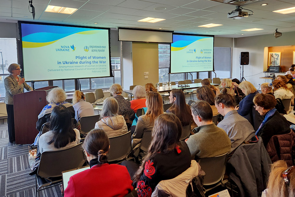 A March 8 meeting during the United Nations Commission on the Status of Women focused on Ukrainian women and how they are faring a year after Russia's full-scale invasion of Ukraine. (GSR photo/Chris Herlinger)