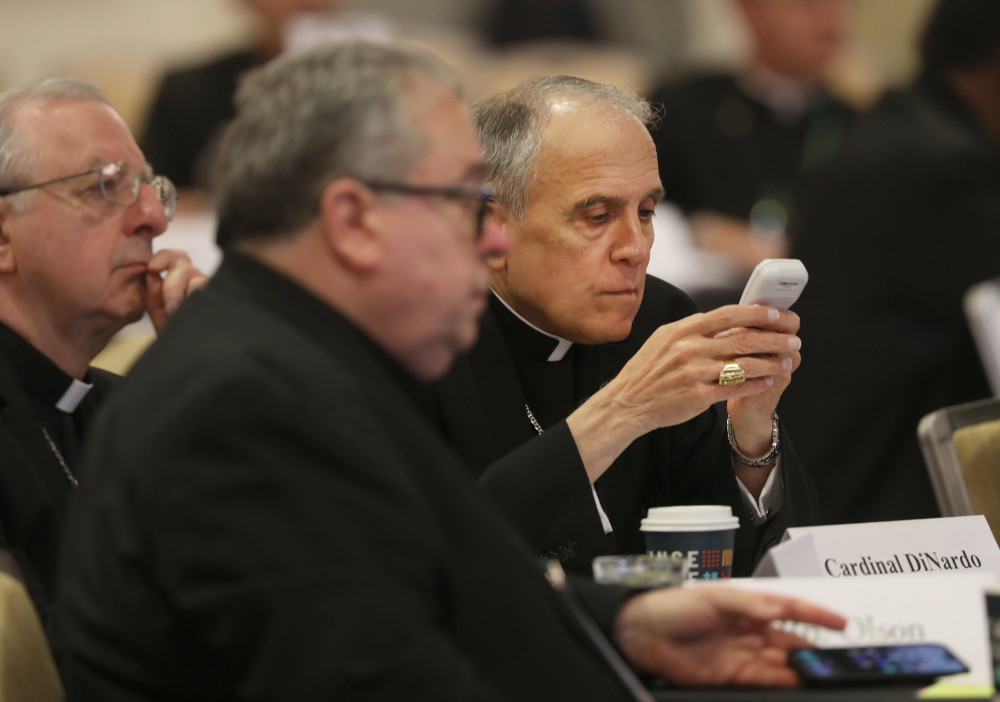 Cardinal Daniel DiNardo of Galveston-Houston prepares to vote June 16 during the U.S. Conference of Catholic Bishops' spring plenary assembly in Orlando, Florida. (OSV News/Bob Roller)