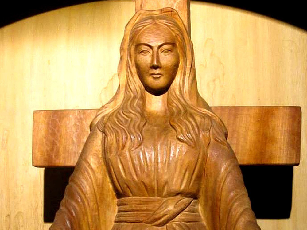 A wooden statue of Our Lady of Akita is seen in this undated photo. On July 6, 1973, Sister Agnes Sasagawa of the Handmaids of the Eucharist in Akita, Japan, reported receiving messages from a wooden statue of Mary and witnessed the statue weeping many times. (OSV News/SICDAMNOME, via Wikipedia CC BY-SA 4.0)