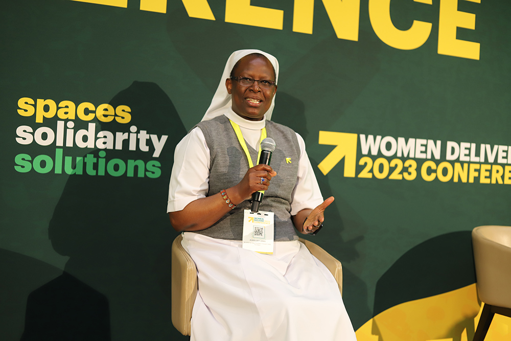 Mary of Kakamega Sr. Agnes Lucy Lando addresses religious sisters during the side event hosted by the Women in Faith Leadership Fellowship on July 18 during the Women Deliver 2023 Conference in Kigali, Rwanda. (GSR photo/Doreen Ajiambo)