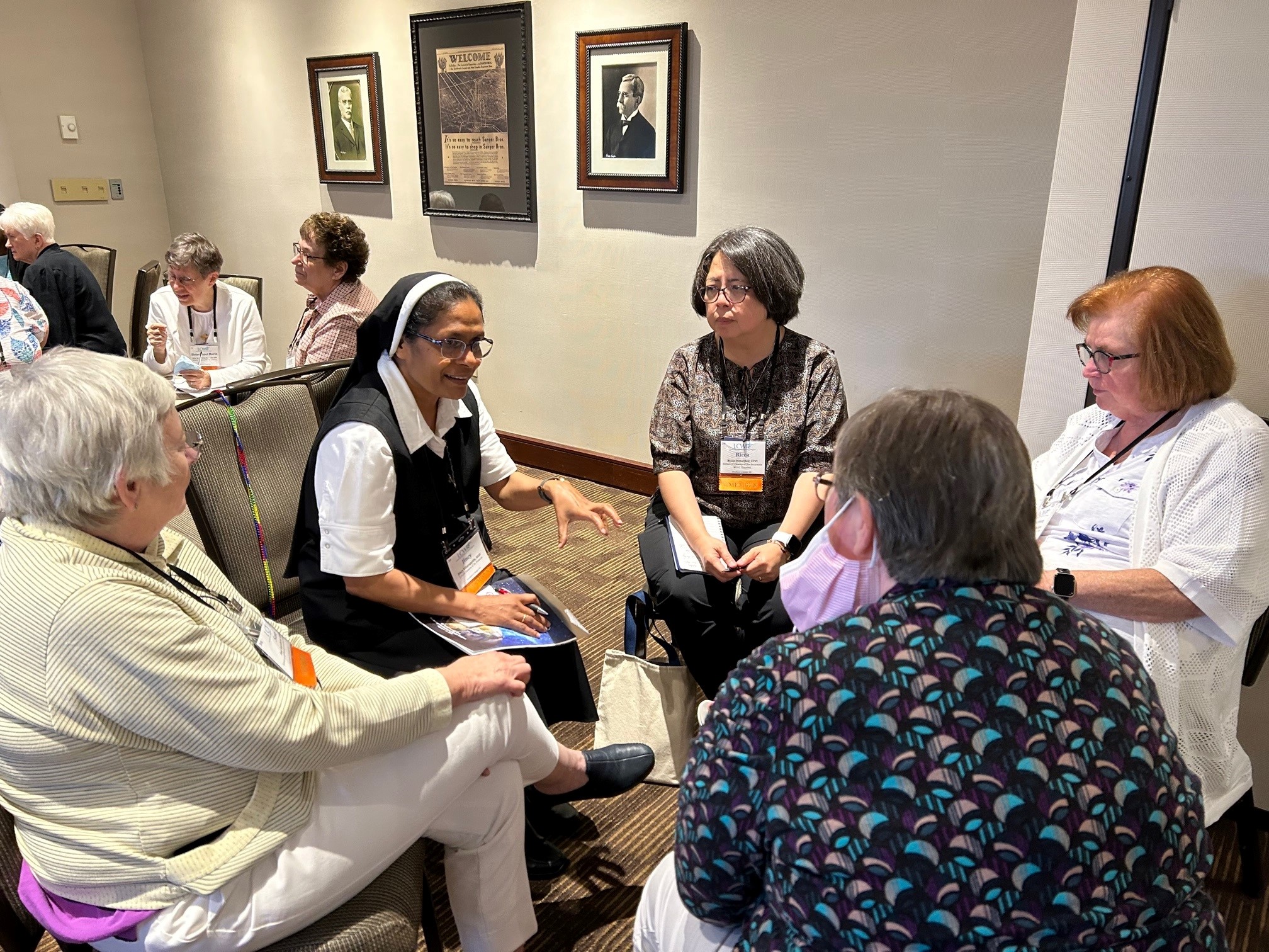 A roundtable discussion during the breakout session on intercultural leadership at the 2023 LCWR assembly in Dallas (Courtesy of Annmarie Sanders)