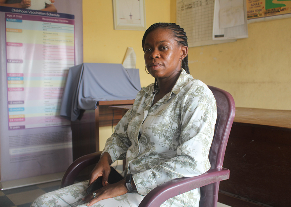 After benefiting from the Medical Missionaries of Mary's cancer awareness program in Lugbe, Abuja, Nigeria, Chidinma Nnadi passed her knowledge of self-breast examination to other women around her. (GSR photo/Valentine Benjamin)