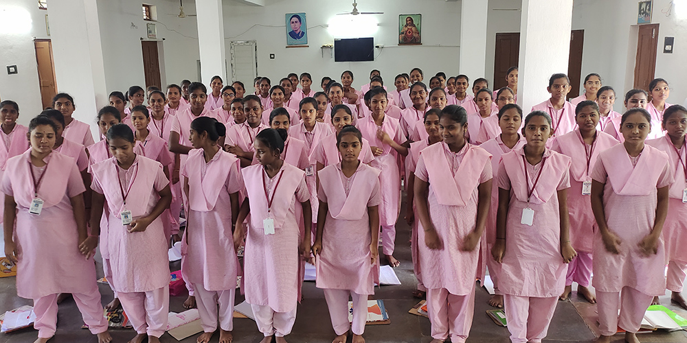 Second-year students of the Sree Jeevan Jyothi Vocational Junior College at Polur, a village in the southeastern Indian state of Andhra Pradesh (GSR photo/Thomas Scaria)