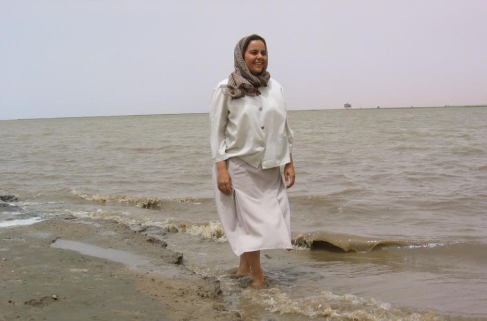 Sr. Maria Cecilia Sierra Salcido is from Mexico and made her final vows as a member of the Comboni Missionary Sisters in Cairo, Egypt. Here she walks in the Nile River. (Courtesy of Maria Cecilia Sierra Salcido)