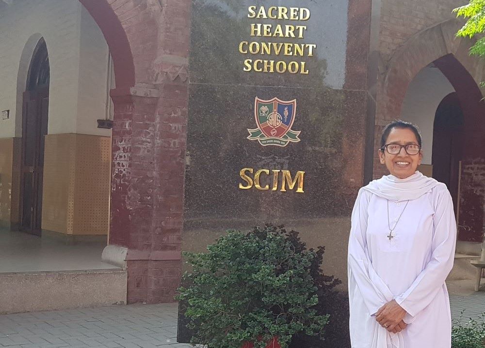 Sr. Genevieve Ram Lal speaks at Sacred Heart Convent School in Lahore, Pakistan on May 15. (GSR photo/Kamran Chaudhry)