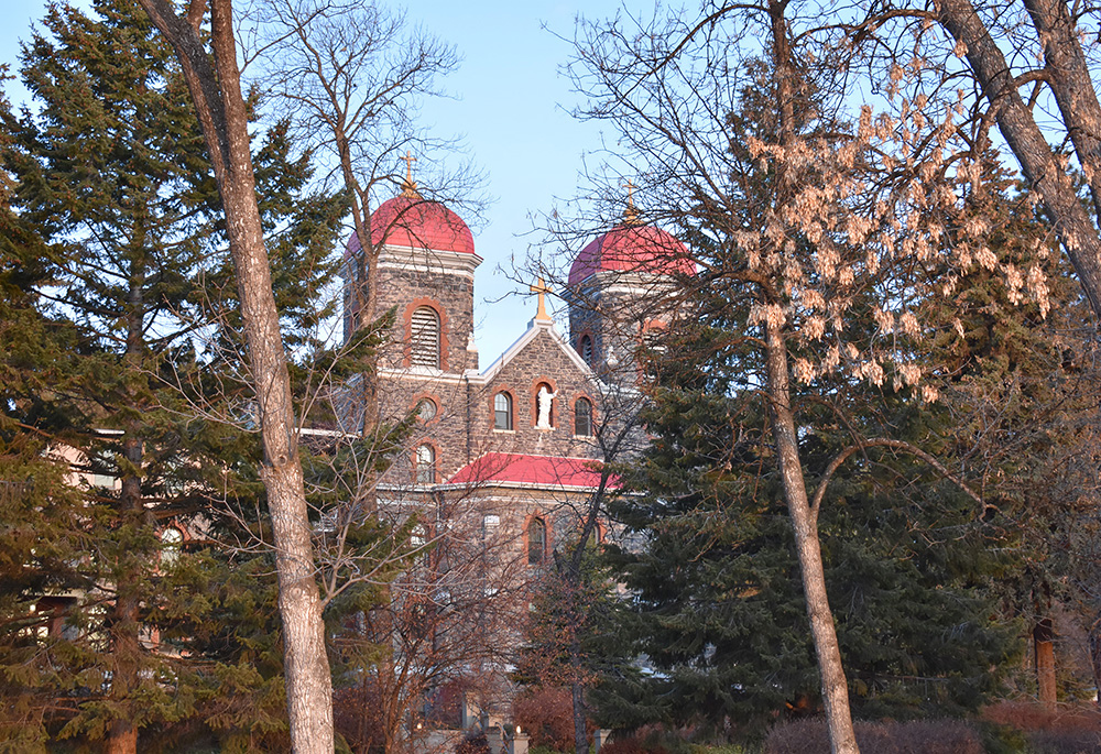 The chapel at sunrise at the Center for Benedictine Life at the Monastery of St. Gertrude, Cottonwood, Idaho (Julie A. Ferraro)