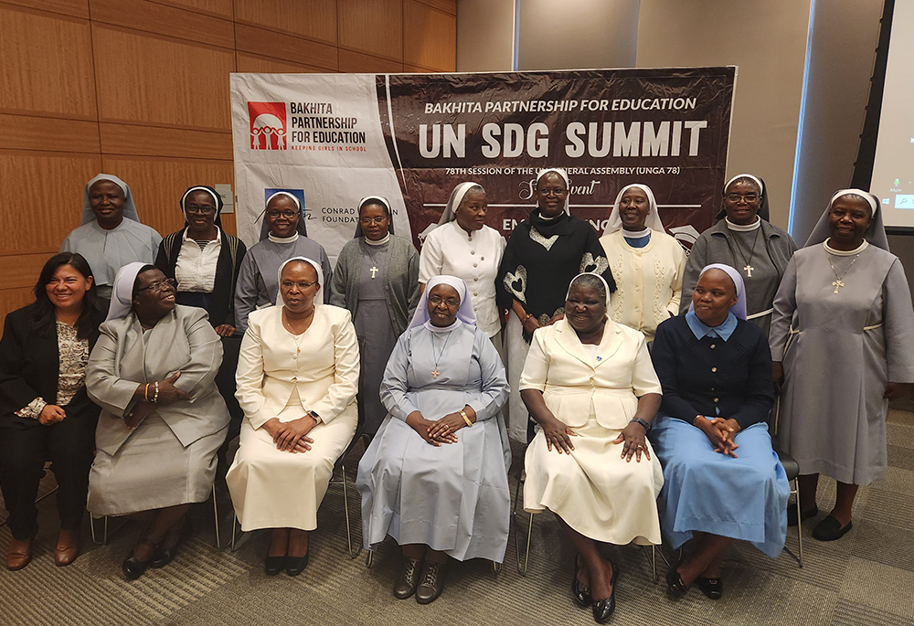 Participating sisters from Africa gather at a Sept. 18 SDG Summit "side event" at Fordham University on improving educational opportunities for girls and young women in Africa. One focus of the event was the work of Kenya-based Bakhita Partnership for Education. (GSR photo/Chris Herlinger)