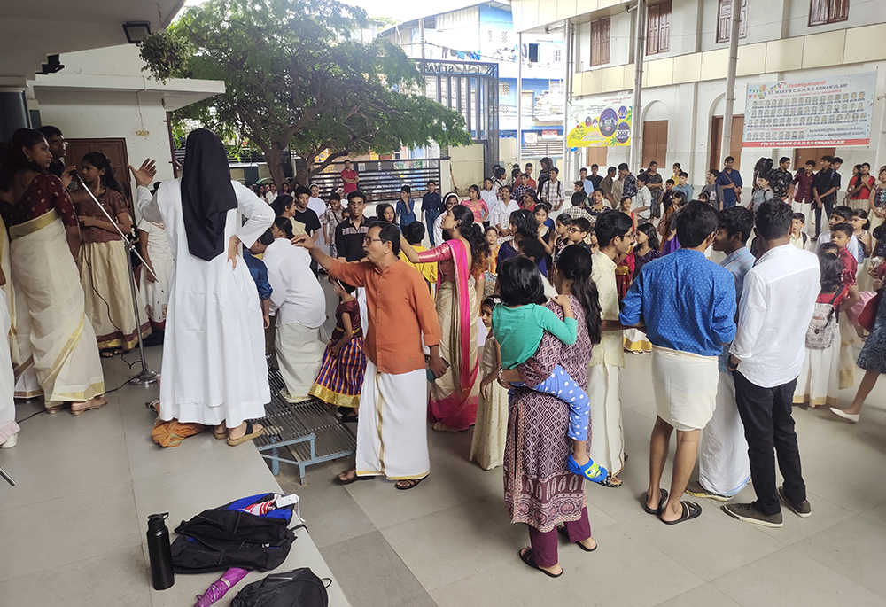 The teachers and students of the Sunday school prepare for Onam, a major festival of Kerala, southwestern India. (Thomas Scaria)