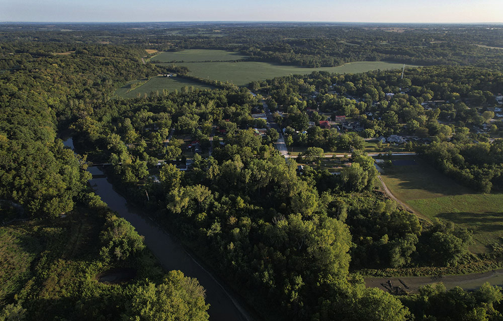 An aerial view of the small town of Rocheport, Missouri, Sept. 9 (AP Photo/Jessie Wardarski)