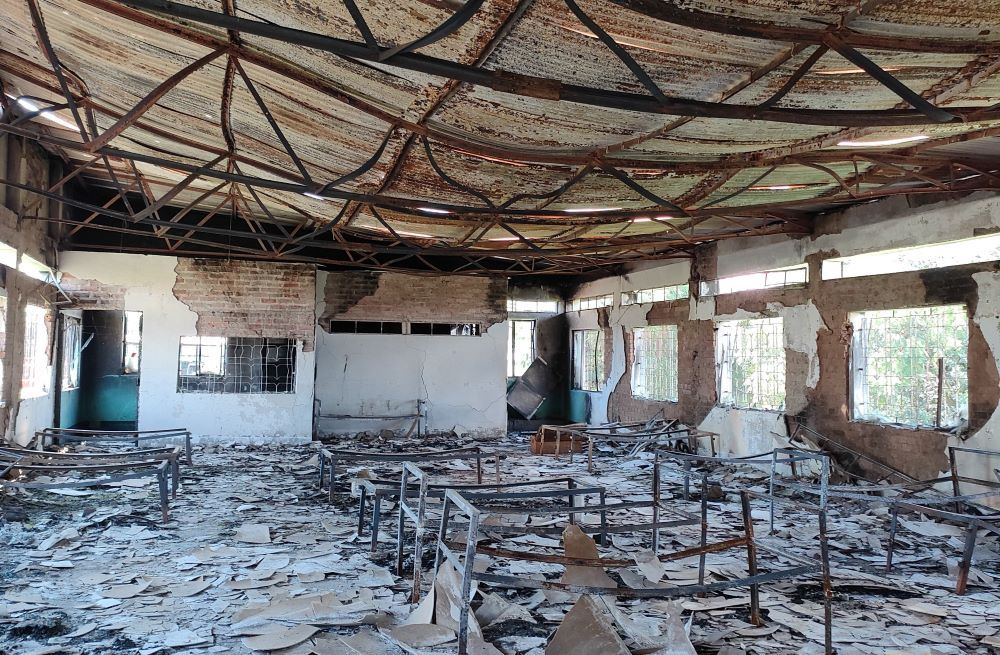 inside burned church