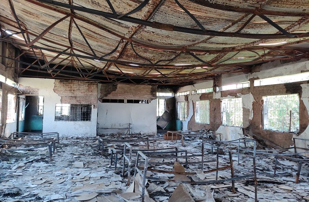 inside burned church