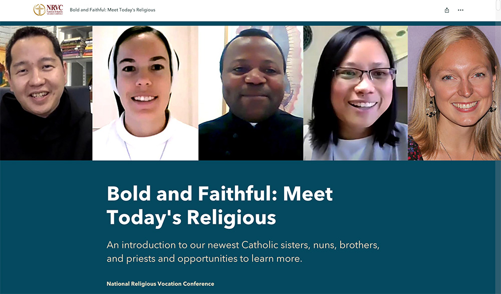 The homepage for the National Religious Vocation Conference's StoryMap website "Bold and Faithful: Meet Today's Religious" (GSR screenshot)