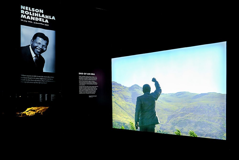 An image from "The Meaning of Mandela" space in "Mandela: The Official Exhibition," a global touring exhibit about Nelson Mandela that is currently showing at the Henry Ford Museum in Dearborn, Michigan (Courtesy of The Henry Ford/©Jim Marks)