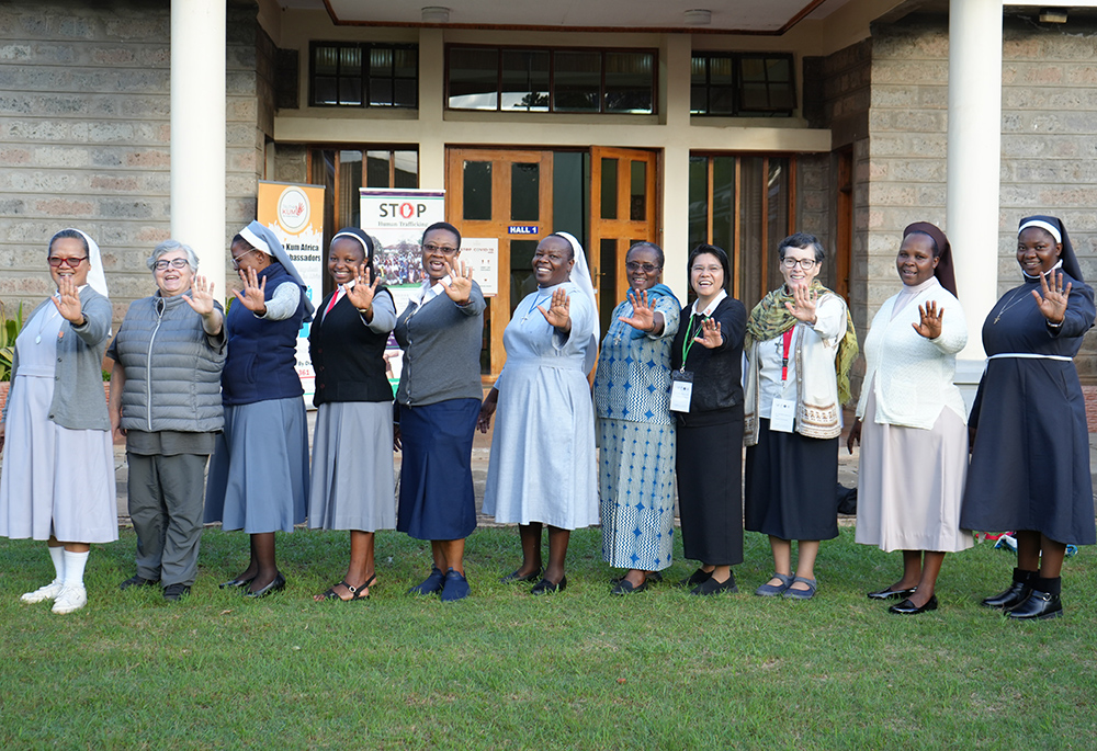 Attendees of the fourth Talitha Kum training course for leaders outside a conference hall at the Loreto Mary Ward Center in Nairobi, Kenya. This was the first ever international leadership training to be held in Africa since it started in 2018. The training workshop drew 22 attendees and five coordinators from around the world. (Wycliff Peter Oundo)