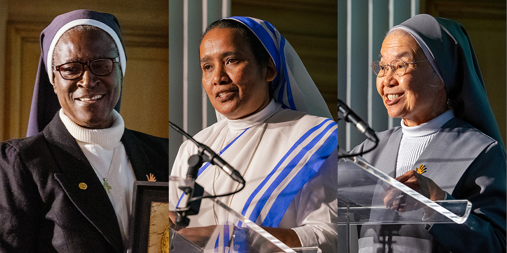 From left: St. Louis Sr. Patricia Ebegbulem; Mary Immaculate Sr. Seli Thomas; St. Paul of Chartres Sr. Francoise Jiranonda (Photos courtesy of the Sisters Anti-Trafficking Awards)