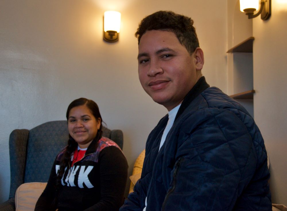 Elizabeth and Angelo relax in an apartment in Chicago Dec. 13.