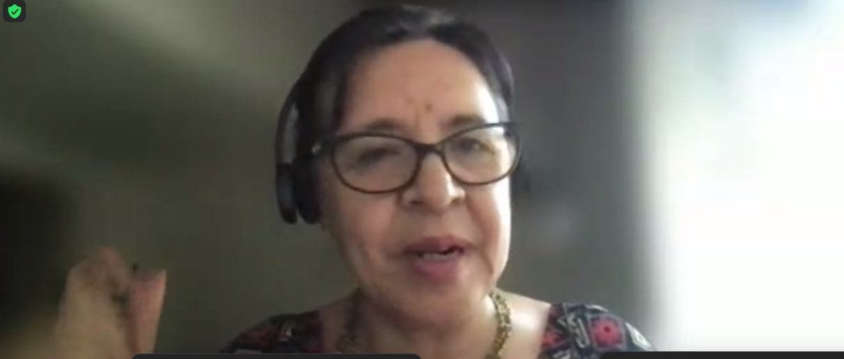 Martha Inés Romero, secretary general of Pax Christi International, speaks at a Dec. 14 webinar "Unpacking the Illusions of the Green Economy in the Energy Transition," hosted by the Justice, Peace and Integrity of Creation (JPIC) Commission. (GSR screenshot)