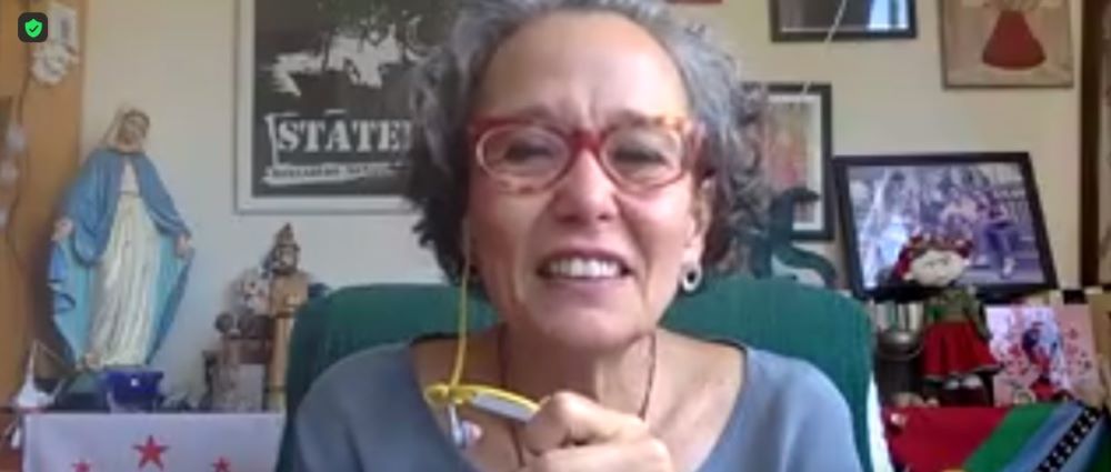 Moema Miranda, a member of the Secular Franciscan Order, speaks at a Dec. 14 webinar "Unpacking the Illusions of the Green Economy in the Energy Transition," hosted by the Justice, Peace and Integrity of Creation (JPIC) Commission. (GSR screenshot)