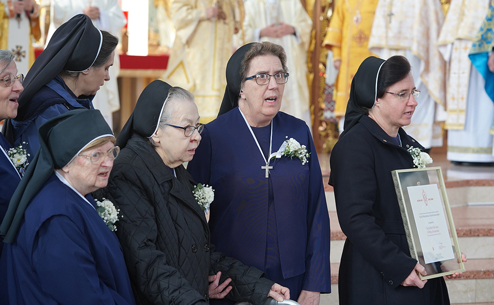 Sisters, Servants of Mary Immaculate of the Immaculate Conception Province in the U.S. are seen at a Nov. 24 Divine Liturgy at the Ukrainian Catholic Cathedral of the Immaculate Conception in Philadelphia. 