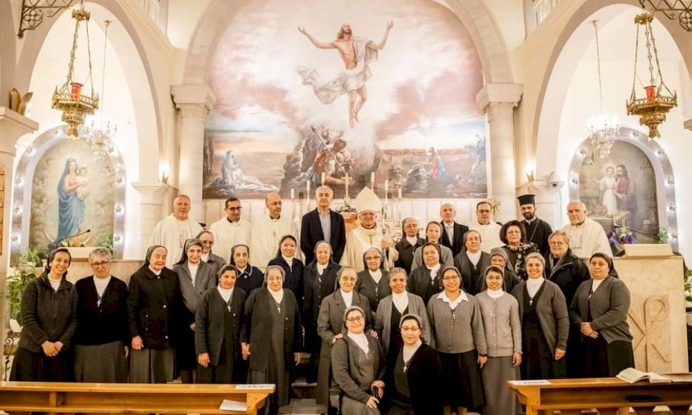 The Sisters of St. Joseph celebrate their 150th anniversary in Ramallah, West Bank, in March. (Courtesy of Latin Patriarchate of Jerusalem)