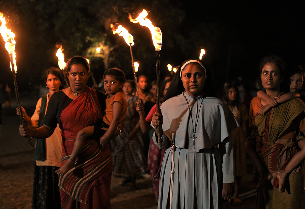 Sr. Rani Maria organizes village women against their oppressors and moneylenders in a still from "The Face of the Faceless" film. (Courtesy of Shaison P. Ouseph)