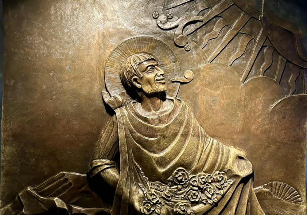Bronze relief of Juan Diego at the Basilica of Our Lady of Guadalupe in Mexico City (Molly Brockwell)