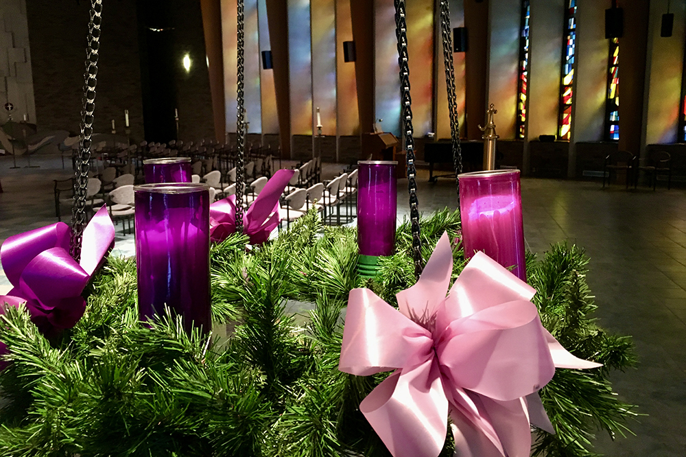 Advent wreath at Magnificat Chapel, Villa Maria Community Center, Sisters of the Humility of Mary (Photo by Eilis McCulloh)