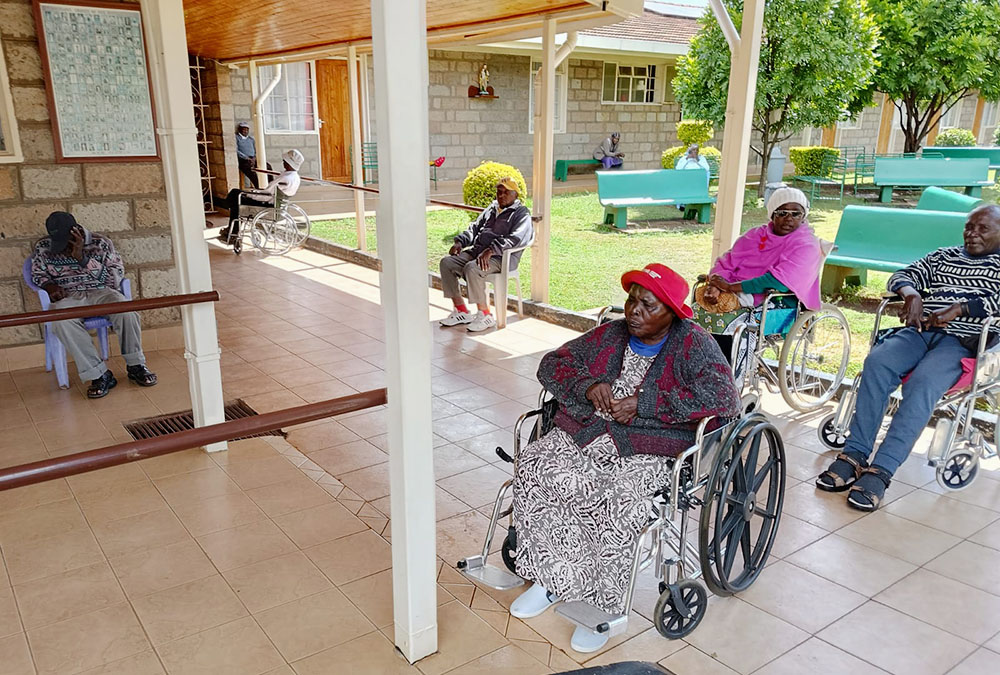 Elderly residents at the facility of the Little Sisters of the Poor in Nairobi, Kenya, where the economically disadvantaged receive essential services such as food, shelter, clothing and health care (Adelaide Ndilu)