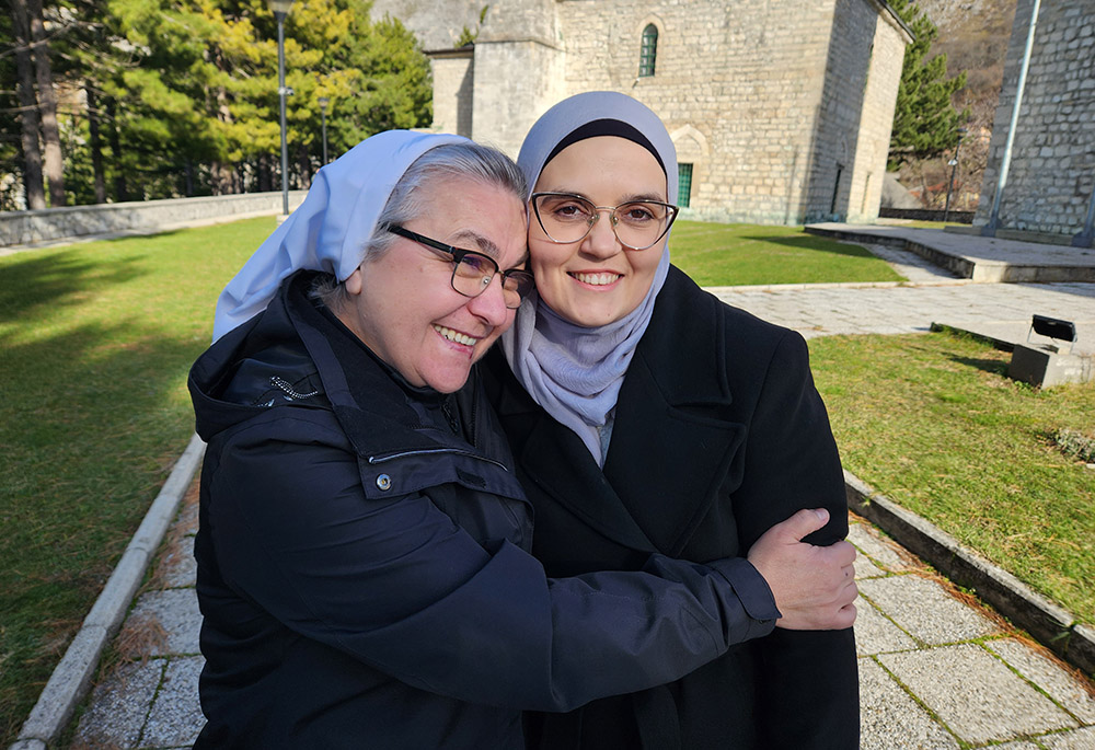 Sr. Blanka Jeličić, 55, left, a Croatian-Slavonian music teacher and member of the Sisters of Mercy of St. Vincent de Paul, with her friend and colleague in interfaith cooperation, Šejla Mujić Kevrić, in the city of Livno, Bosnia and Herzegovina. (GSR/Chris Herlinger)