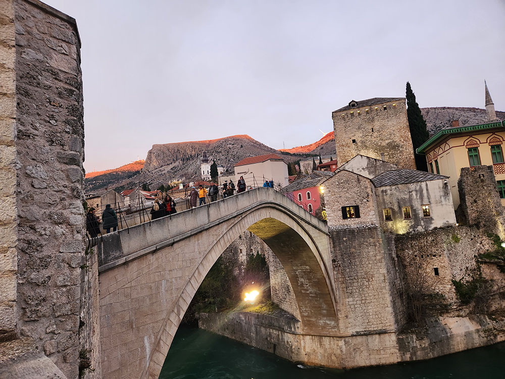 In the city of Mostar, Bosnia and Herzegovina, the famous Mostar Bridge — sometimes called the "Old Bridge" — had been destroyed in 1993 during the war there. It was reconstructed and then dedicated and reopened in 2004. (GSR photo/Chris Herlinger)