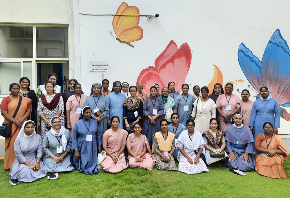The 30 nuns who attended the first training to care for their elderly members pose before their training block in St. John's Medical College, Bengaluru, in the southern state of Karnataka, India. (Courtesy of Mini Joseph)
