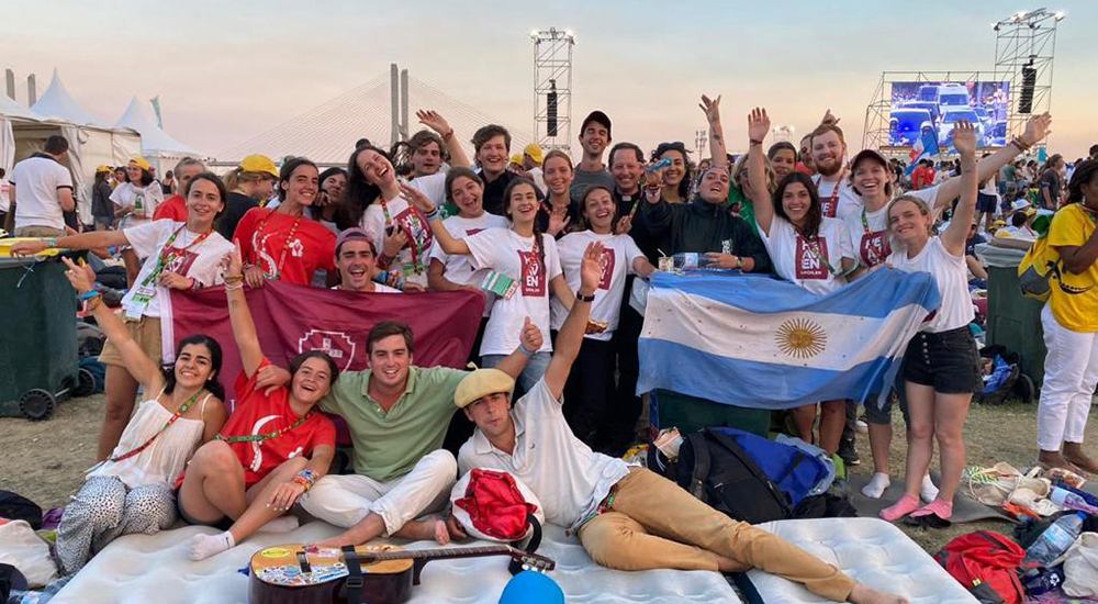 A group photo of Laura Matthews with the young people from Argentina that she brought to World Youth Day in Lisbon in August 2023 (Courtesy of Laura Matthews)