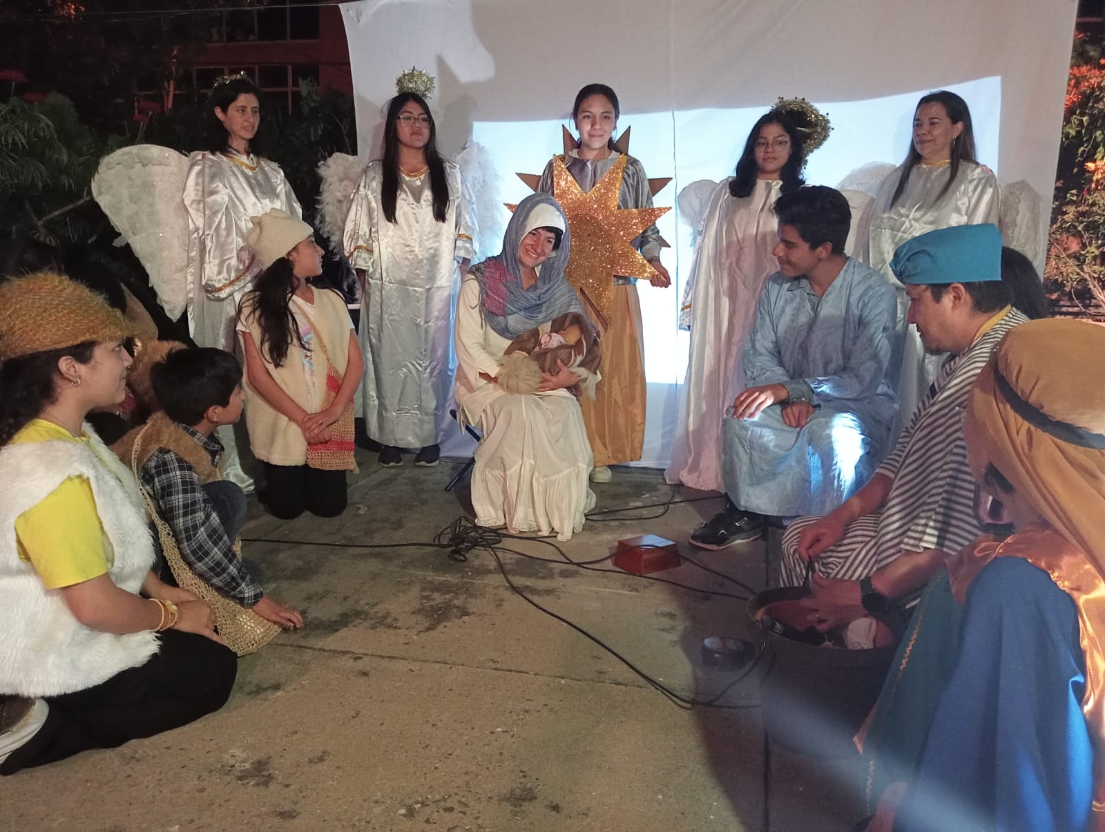 Pastorela Pastorela escenificada en la primera posada de este año con adolescentes y adultos del apostolado Verbum Dei en Guatemala, el 09 de diciembre de 2023. (Foto: cortesía Nancy Mancera)
