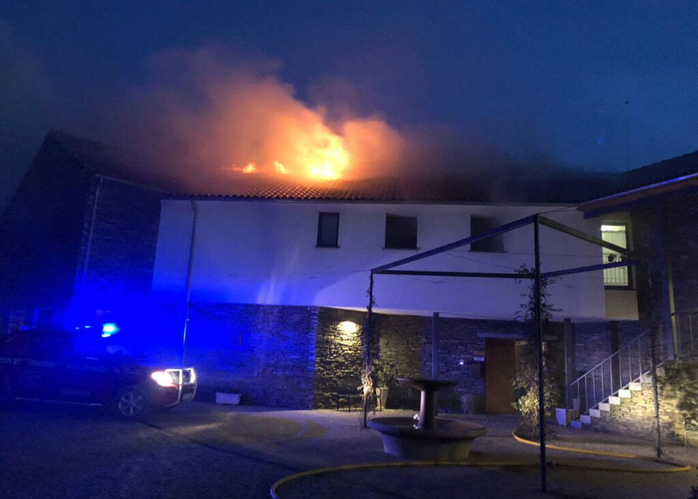 The Jan. 27 fire at the guesthouse of the Trappist Monastery of St. Mary Mother of the Church in Palaçoulo, Portugal, started in a fireplace and then reached various divisions. The roof needs to be repaired as a matter of urgency, given the possibility of rain. (Courtesy of Trappist Monastery of St. Mary Mother of the Church)