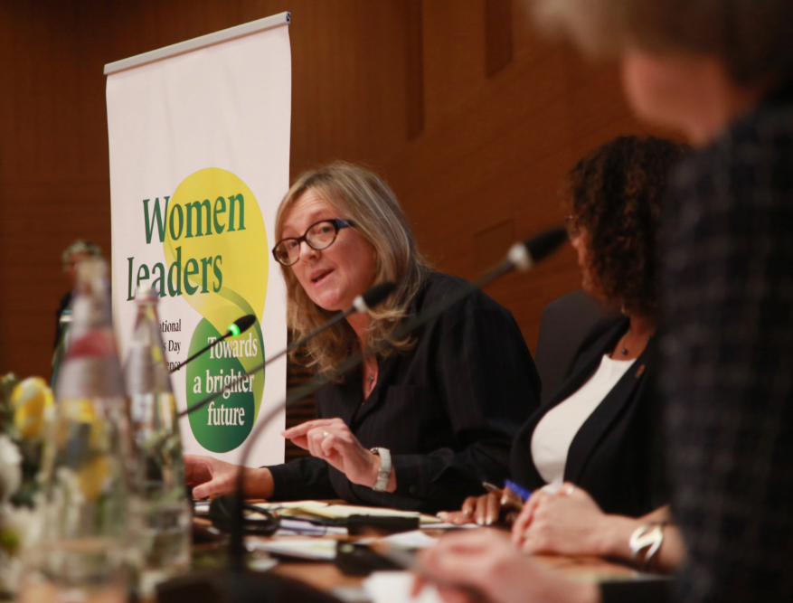 Maeve Heaney, director of the Xavier Centre of Theology at the Australian Catholic University, speaks at the conference, "Women Leaders: Toward a Brighter Future," March 6, 2024, at the Jesuit headquarters in Rome.