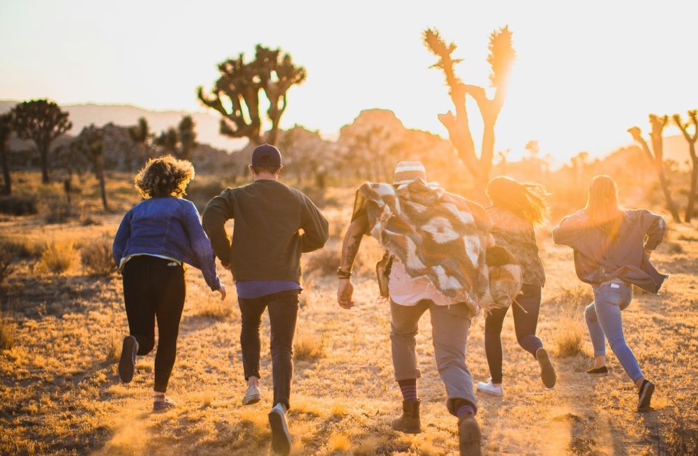 Kids running in a field