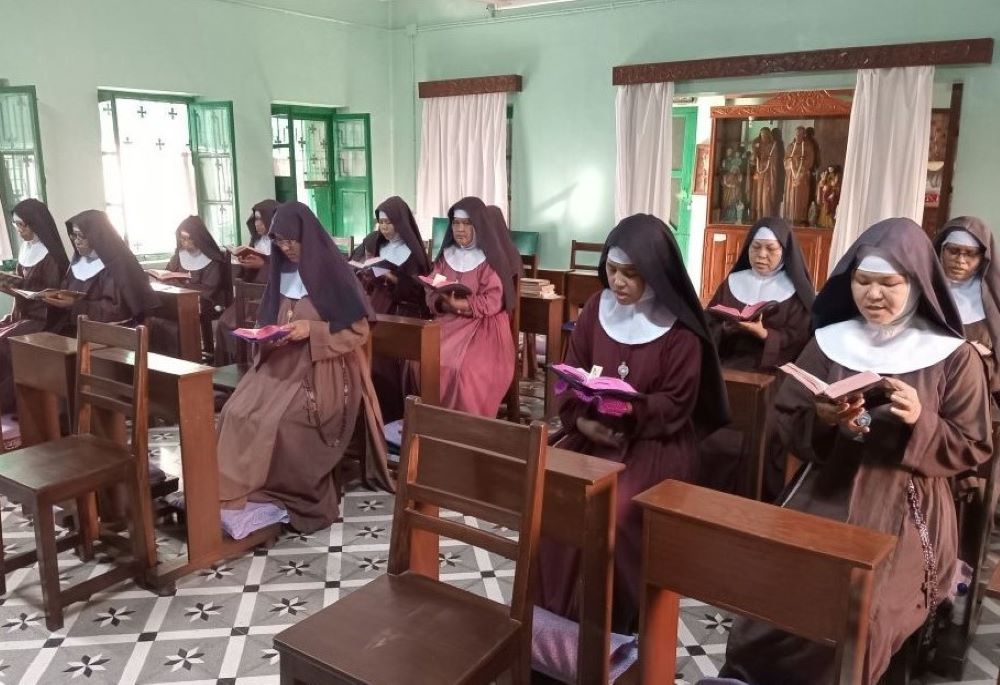 Poor Clares of Perpetual Adoration pray at their monastery in Mymensingh, Bangladesh.