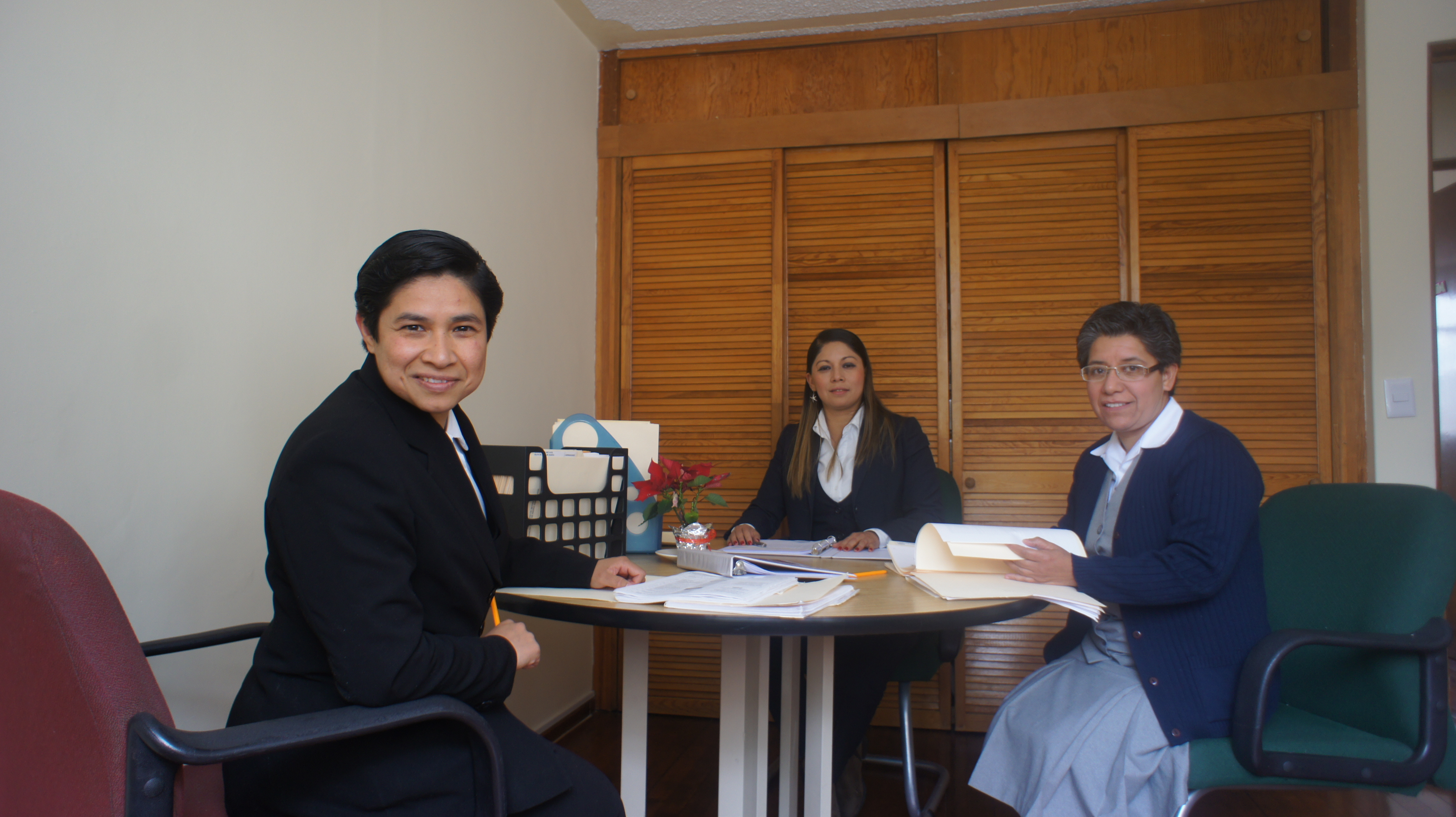 From left: Sr. Brenda Teresita Hernández Valdés, member of the Daughters of Mary Immaculate of Guadalupe; Katia Marlizeth Luna Salinas, executive director; and Sr. Soraida Moreno Sahagón, Daughter of Mary Help of Christians and in pastoral ministry for 24 years (Courtesy of Office for the Development and Integral Health for Women Religious in Mexico)