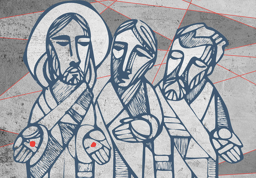 Resurrected Christ shows his wounds to two disciplines (Dreamstime/Bernardo Ramonfaur)