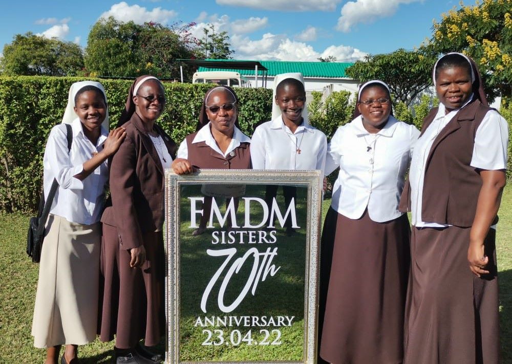 Sr. Concilia Chemhere of the Franciscan Missionaries of the Divine Motherhood (second from left), helped establish the congregation's new spiritual center at Mater Dei Hospital in Zimbabwe.