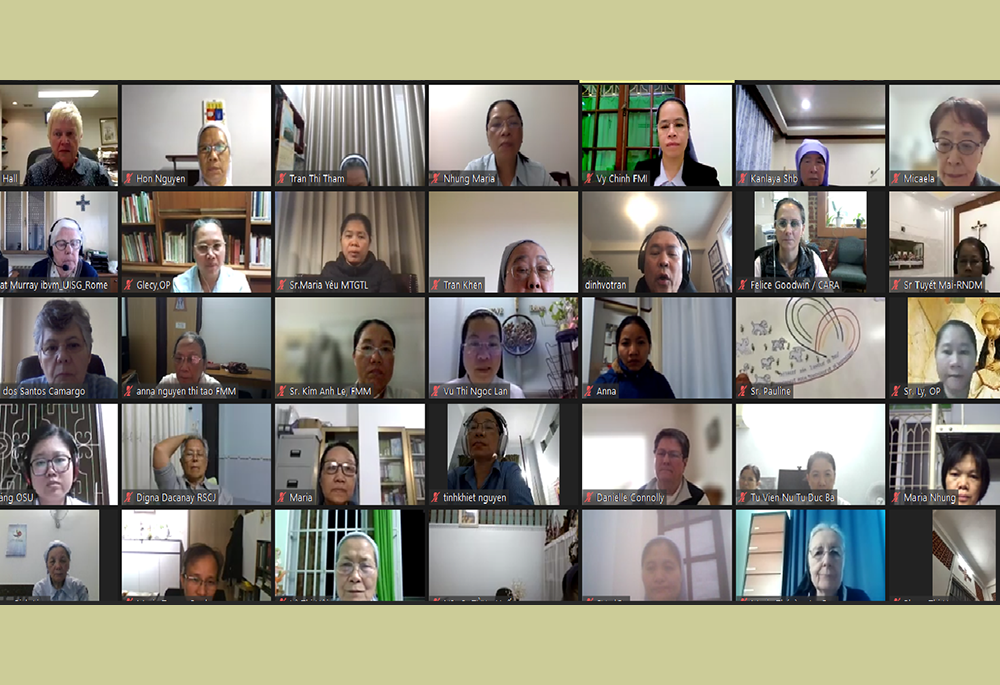 Participants in a March webinar, organized by the Center for Applied Research in the Apostolate in the U.S., the Conference of Major Superiors in Vietnam, and the International Union of Superiors General in Rome, aimed to discuss religious life in Vietnam and possible ways to support Vietnamese nuns. (Screenshot/Joachim Pham)