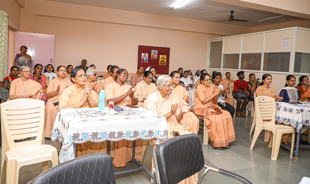 Representatives from six women religious congregations attend an evaluation session of the Sisters Led Youth Initiatives project in Bengaluru, India, on March 19. (Courtesy of Maria Nirmalini)